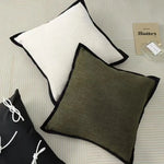 taies d'oreiller moderne beige noir tissu respectueux environnement pièces