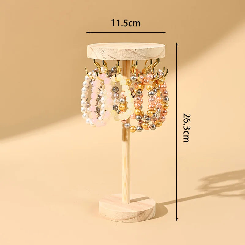 support bijoux bois naturel clips colliers porteur circulaire moderne rangement portable