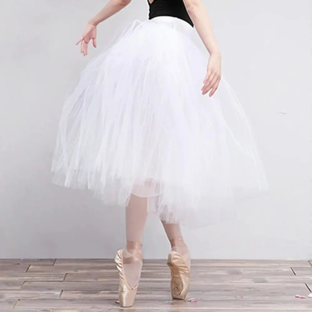 jupe tutu blanc classique polyester multi couches danseuses junior femme longueur mi molletSizeMode: Coupe