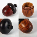 boîte rangement noix érable artisanale anneau métallique portable conteneur petit objet grain bois marron