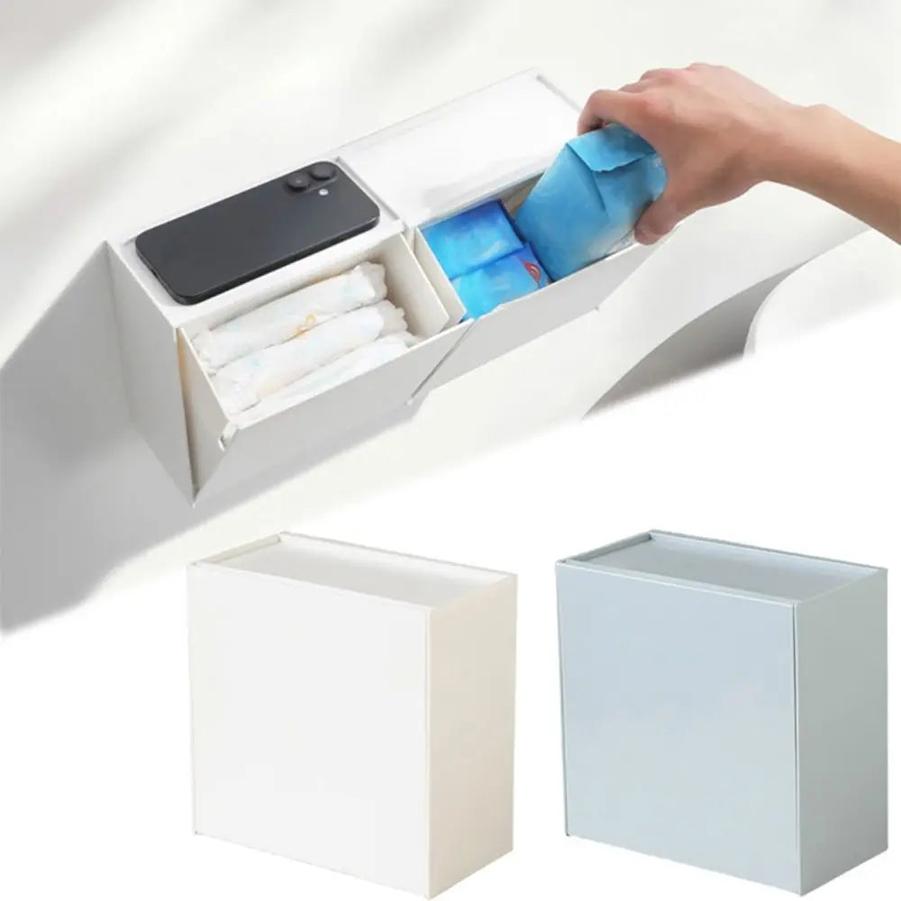 boîte rangement murale moderne blanche rangement papier toilette smartphone lotion crème savon