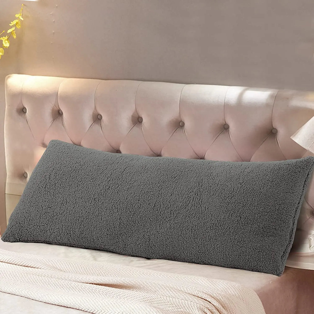 housse coussin dos blanc texture bouclée nordique décoration maison voiture fixations