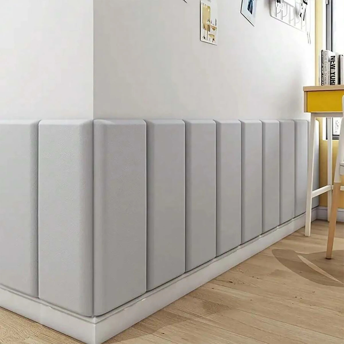panneaux revêtement mural modernes minimaux gris clair blancs adhésifs faciles installer insonorisants anti choc