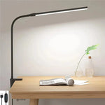 lampe led moderne clip usb noir 10 niveaux luminosité interrupteur modes abat jour aluminium