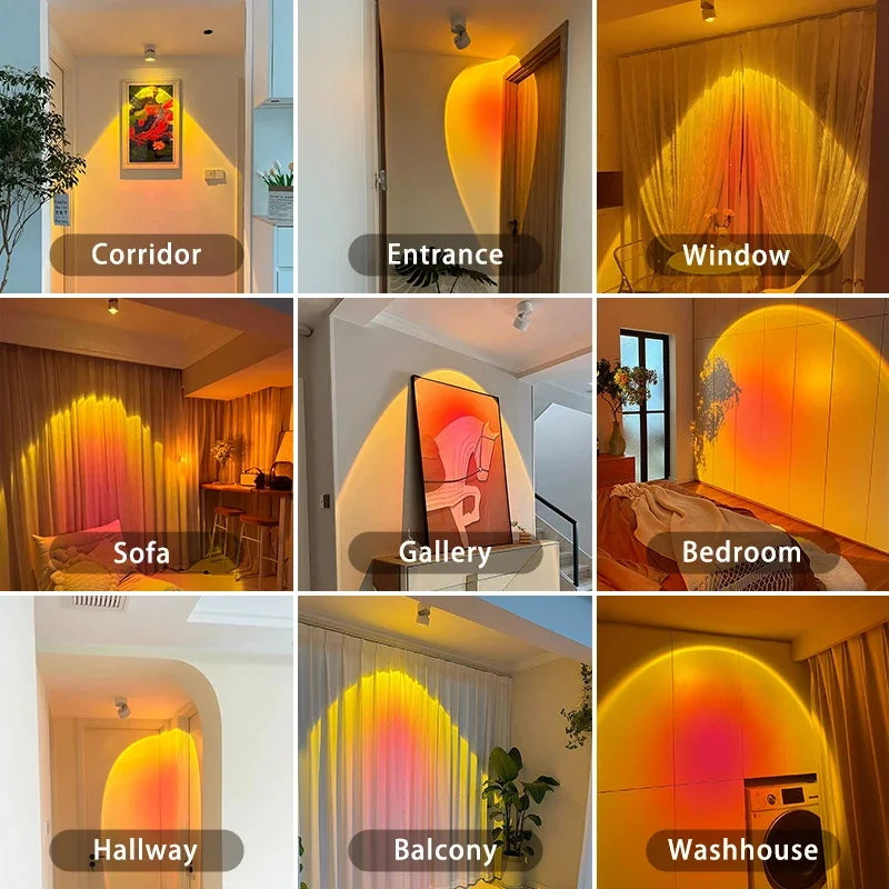 Spot lumineux LED moderne surface monté nuit lumière blanc gradation couleurs sunset chambre