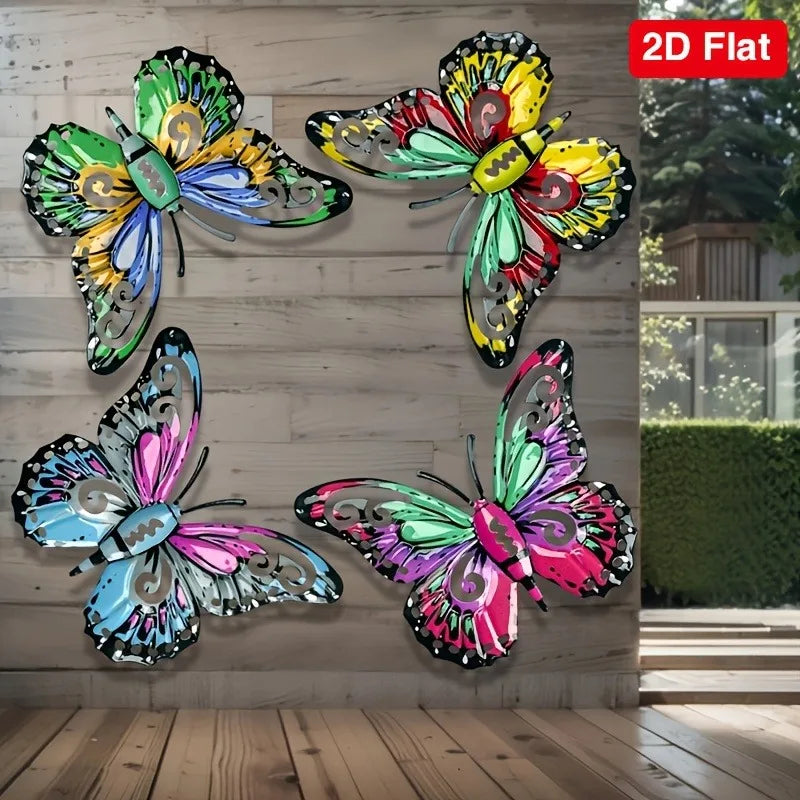 décoration murale papillons métal vert bleu rose jaune blanc brillants intérieur extérieur durable