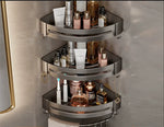 étagère salle bain gris moderne adhésif alliage aluminium poli unique niveau rangement góc