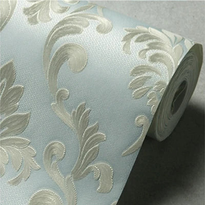 papier peint fleur motif relief classique baroque élégant chambre salon decoration résistant humidité