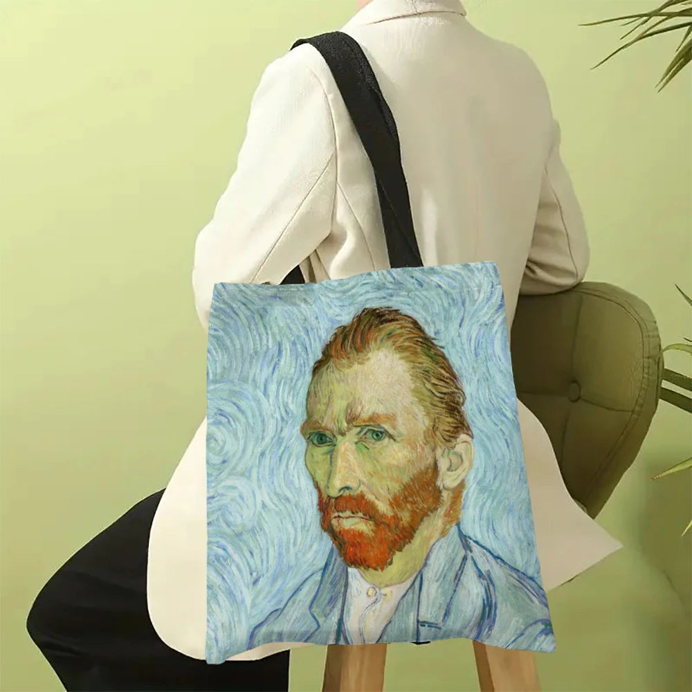 sac main décontracté moderne motif floral urbain van gogh femme toile lin