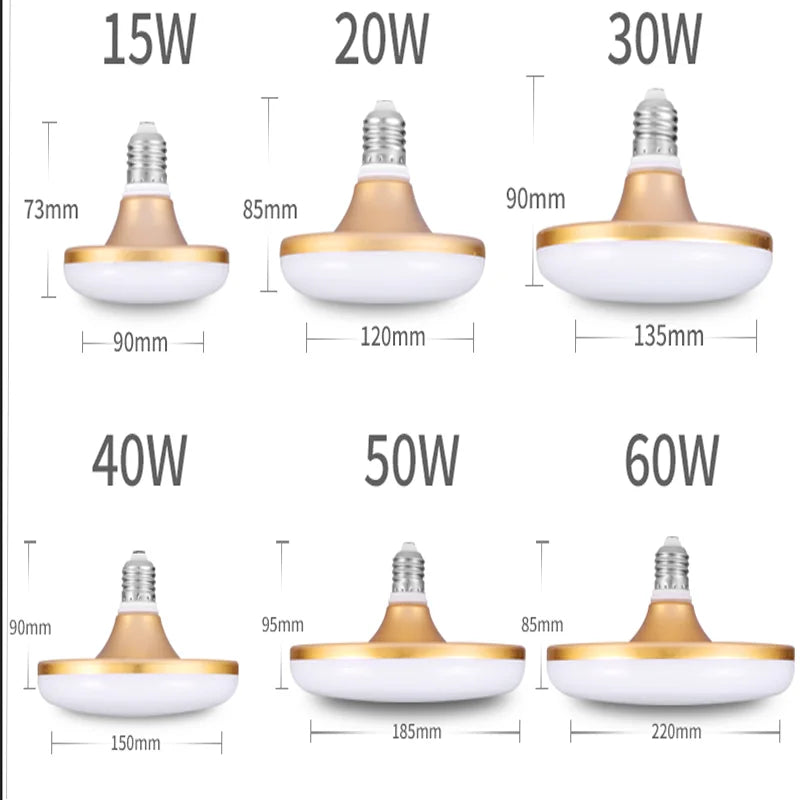 ampoules led e27 blanc doré moderne 30000h 2000lm 5500k 7000k UFO forme
