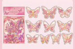 papillons décoratifs transparents rose bleu vert clips élégants bricolage auto collants artisanal