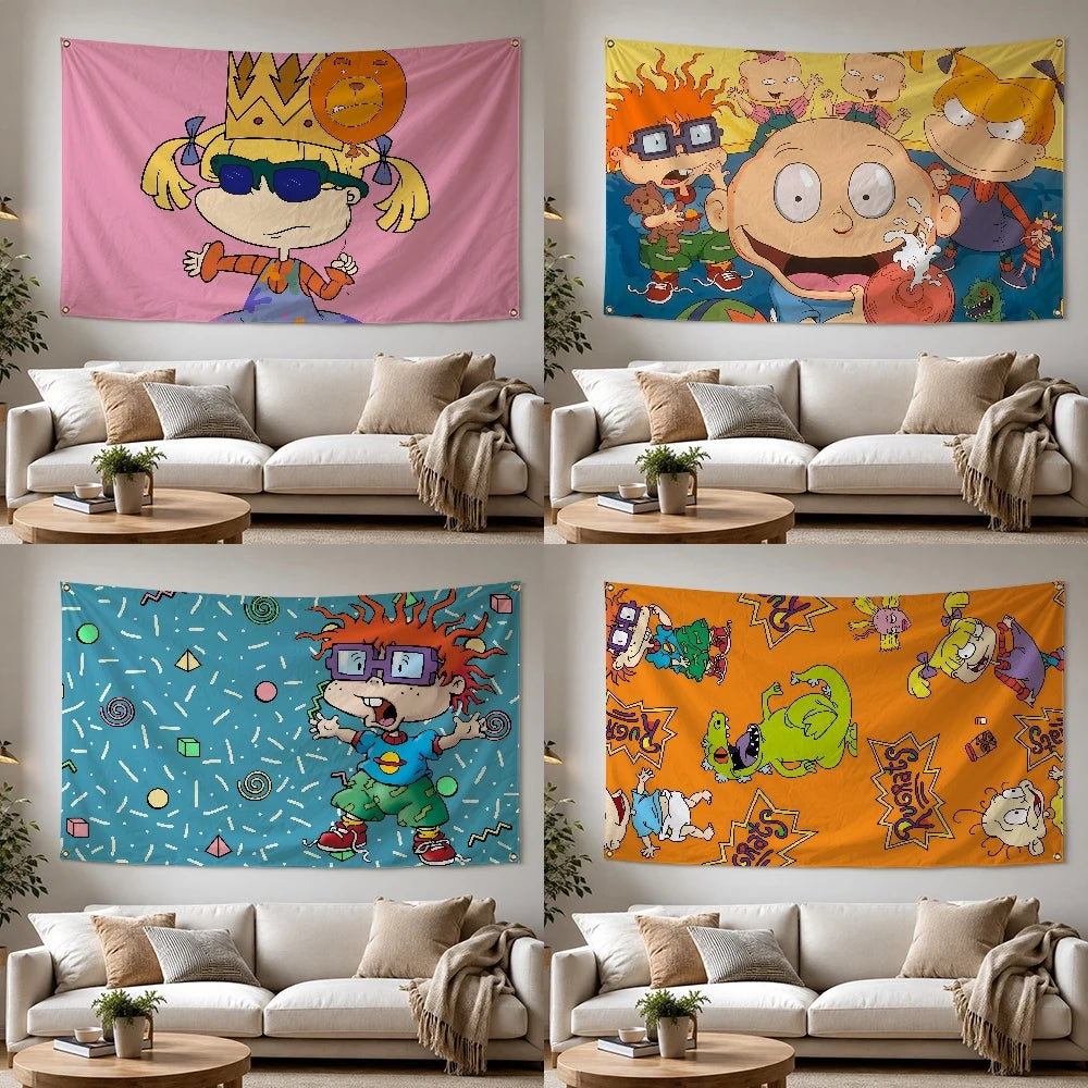 tapisserie murale décorative dessin animé fille couronne ours rose clair décoration maison intérieur chambre