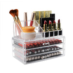 boîtes rangement cosmétiques transparentes moderne poignées 12 compartiments crayons tiroirs rouges lèvres pinceau crème