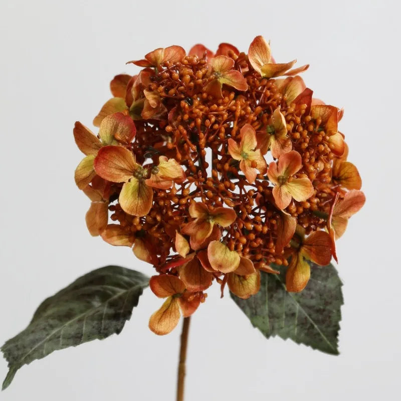 Décoration intérieure bouquet artificiel hortensia soie couleur orangée mariage anniversaire festive
