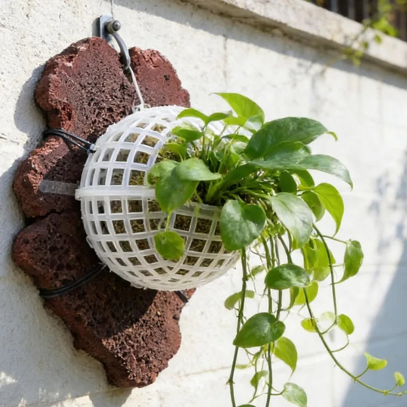 paniers suspendus blancs réticulés modernes rechargeables intérieur extérieur decoration plantes chaine opaque