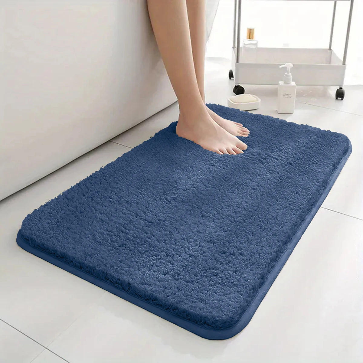 tapis bain marron clair uni doux moderne grande taille polyester absorbant