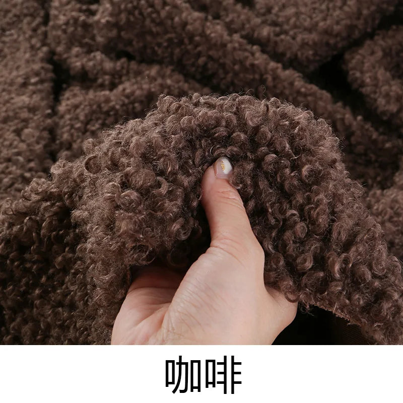 tissu bouclé imitation laine peluche beige bleu rose vert blanc poupée bricolage diy