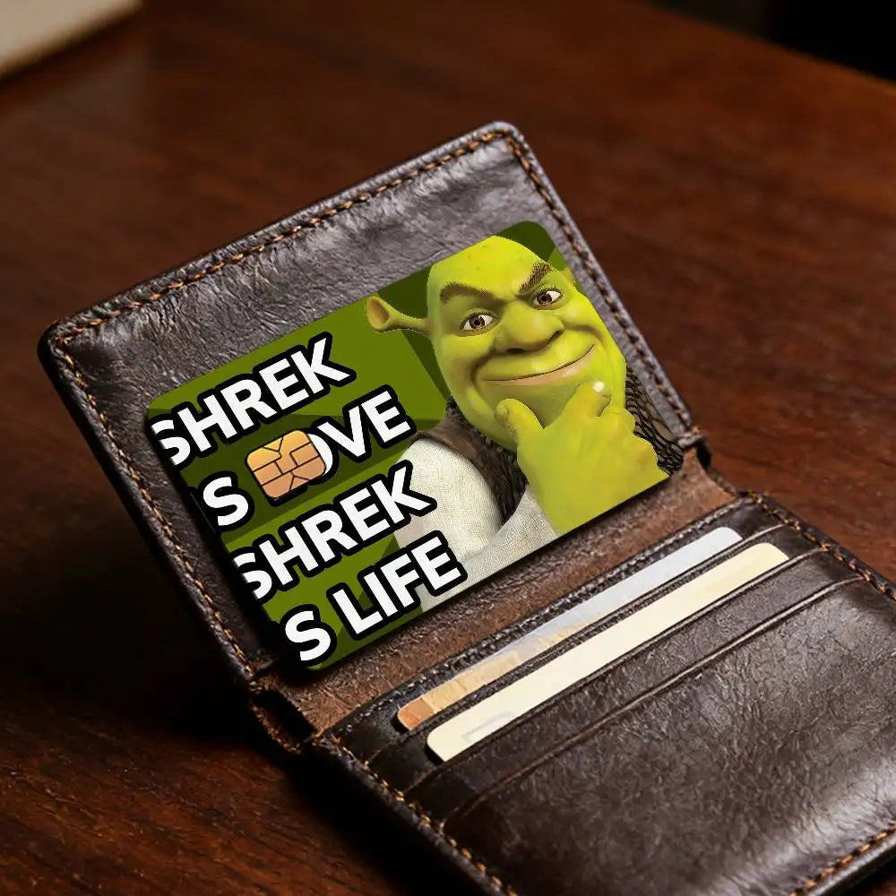 autocollants protection cartes bancaires face monstre vert shrek résistants rayures set pièces moderne illustratif