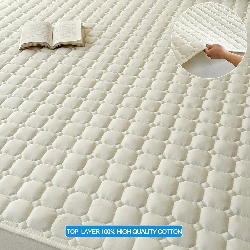 matelas épais blanc texture quadrillée antiacariens antibactéries breathable silent hypoallergenique elasticband