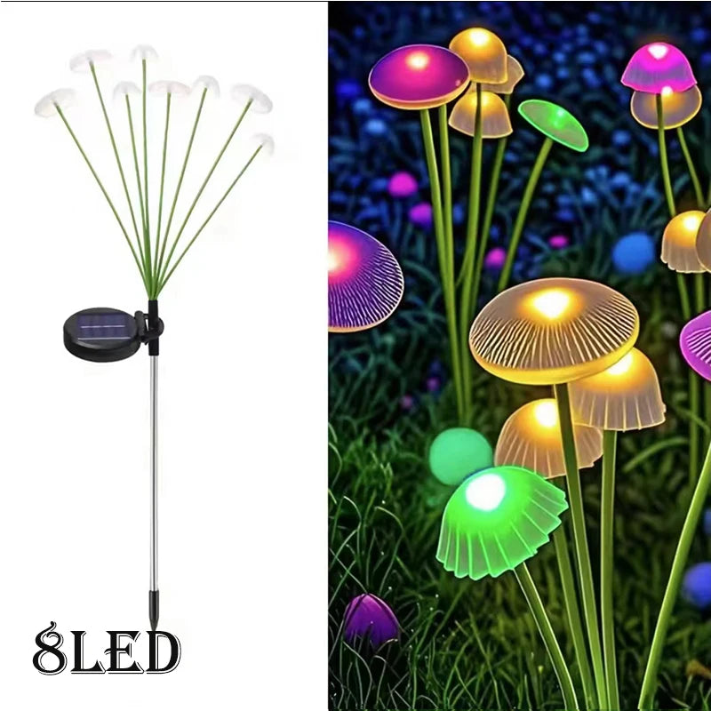 lampe solaire extérieure champignon vert blanc moderne decoration patio jardin led autoinstallation ip65 abs