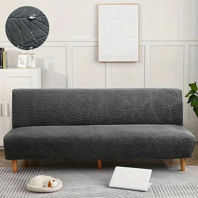Housse canapé polyestère moderne feuilles adhésif vert bleu gris marron rougeversible machine