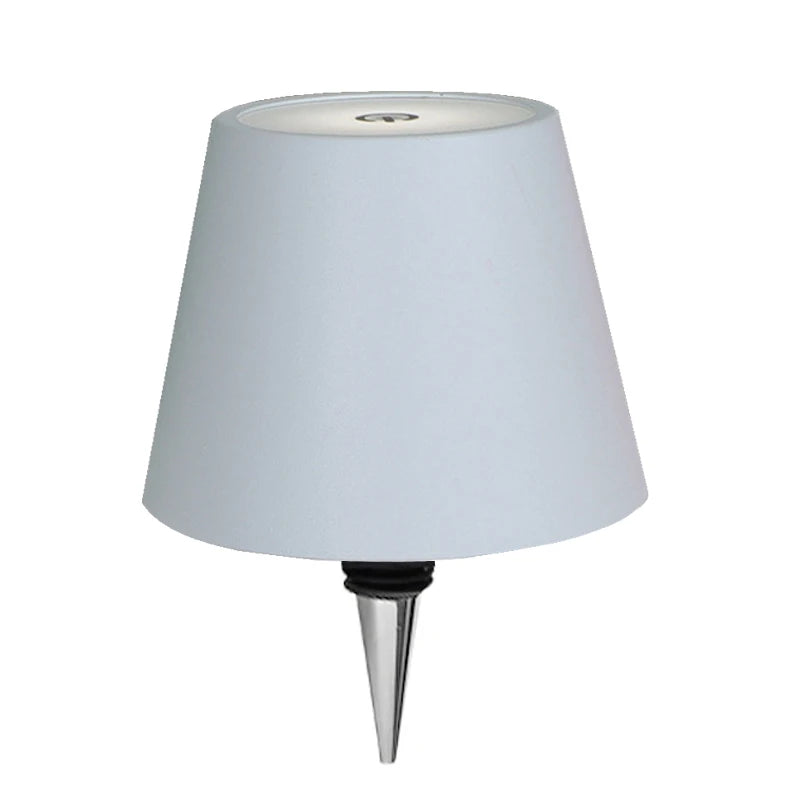 lampe table moderne bleu noir blanc rayures verticales abat jour base rechargeable led 5w