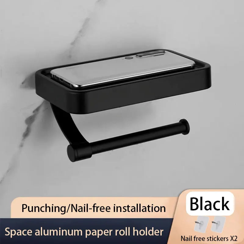 porte papier toilette étagère intégrée moderne minimaliste adhésif blanc noir gris