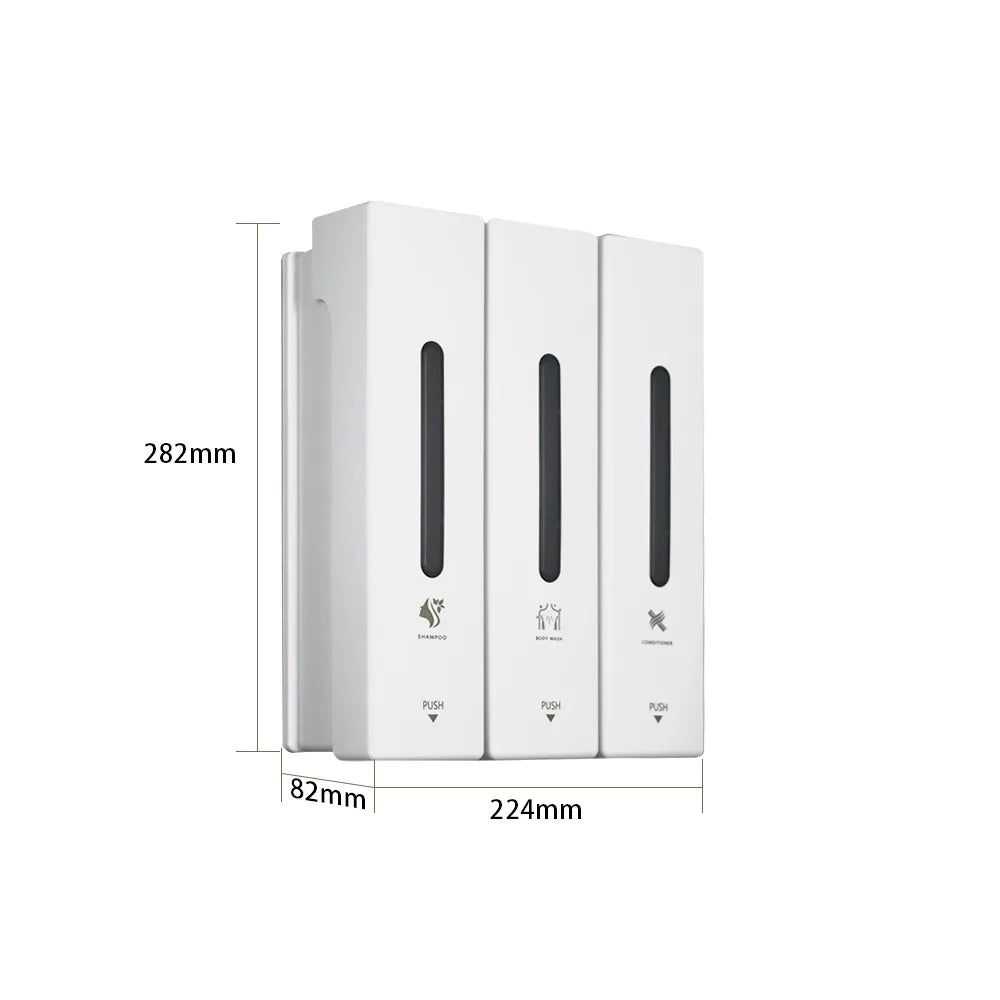 distributeur savon liquide moderne noir blanc adhésif sans perçage grande capacité minimaliste opaques