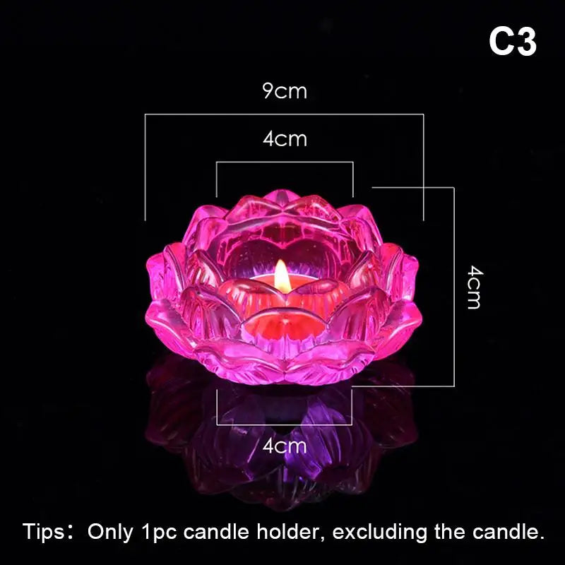 bougeoir verre artisanal forme fleur lotus porte bougie décoratif maison couleur vive opaque