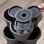 jardinière empilable pot fleurs gris texture mat moderne drainage boue support base