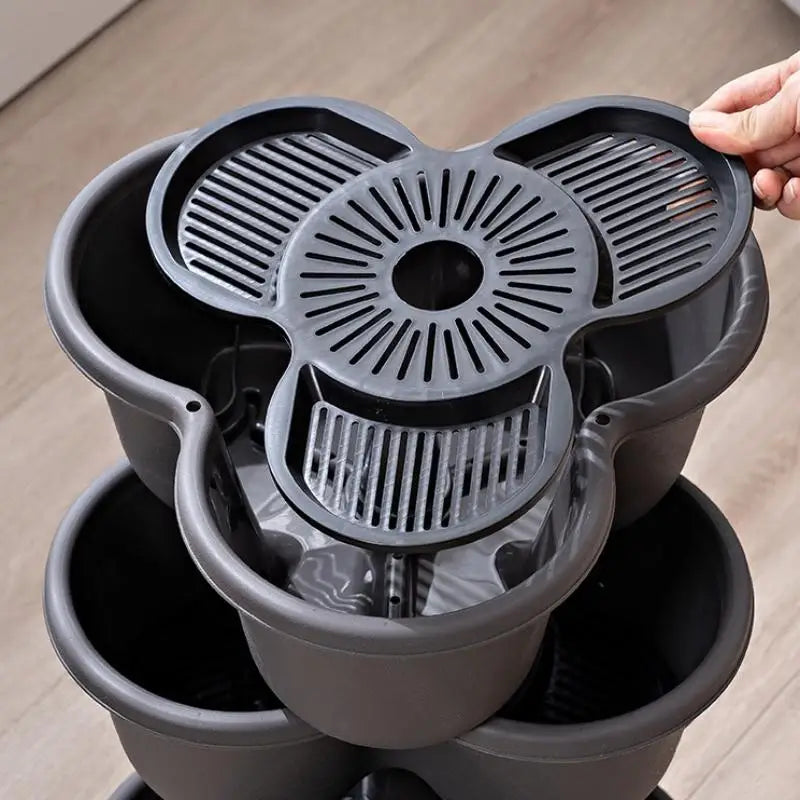 jardinière empilable pot fleurs gris texture mat moderne drainage boue support base