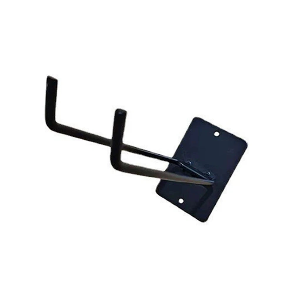 rangements outils jardin mural noir industriel pelle râteau fourche fixations plaques métal lisse