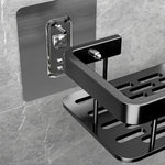 étagères salle bain noires modernes fixées mur alliage d'aluminium visibles