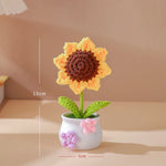 décoration maison tricotée bouquet fleurs artificielles anniversaire baby shower tricolore creative artisanal