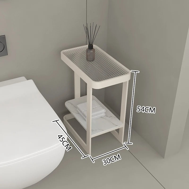 table salle bain moderne métal blanc texture grille gris marbre