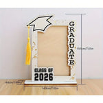 cadres photo graduation class 2026 bleu noir blanc confettis graduate hat festive
