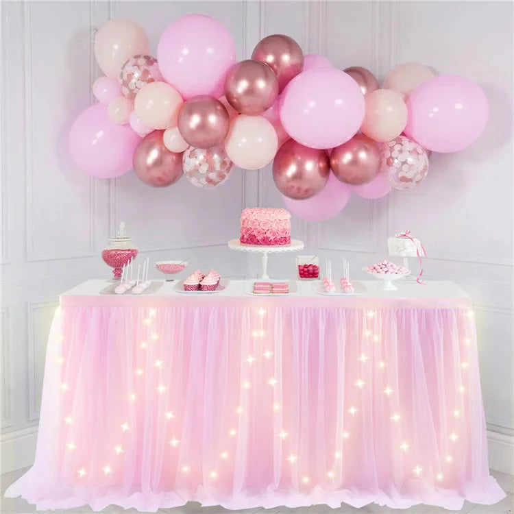 jupe table rose vert pastel bleu pastel rayures horizontales velcro festive