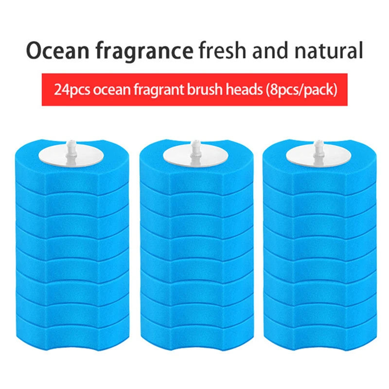 brosse toilette long manche remplacement facile blanc bleu moderne adhésif rechargeable set