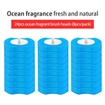 brosse toilette long manche remplacement facile blanc bleu moderne adhésif rechargeable set