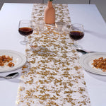 chemin table décoratif élégant or rose gold blanc festif texturé maison