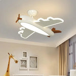 lampe suspendue avion forme moderne enfant blanche brun chaînes led salon chambre