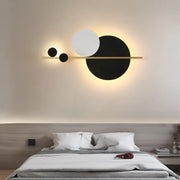 lampe murale moderne minimaliste noir blanc doré cercles translucides barre fixée