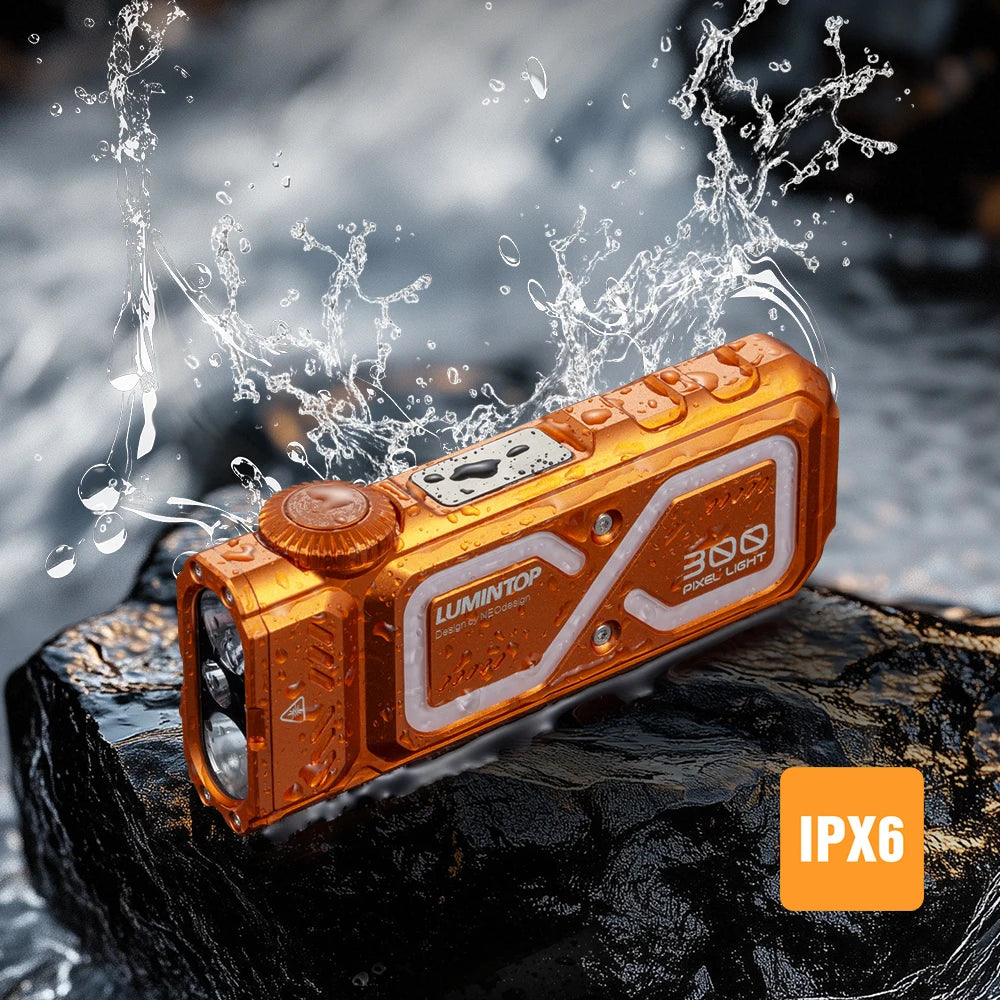 lampe torche led uv rechargeable 1300 lumens gris marron orange camping