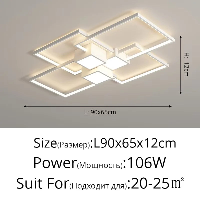 plafonnier led carré moderne minimaliste noir blanc géométrique chambre décoration maison