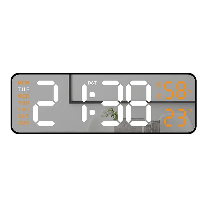 horloge numérique murale moderne écran led noir vert bleu blanc