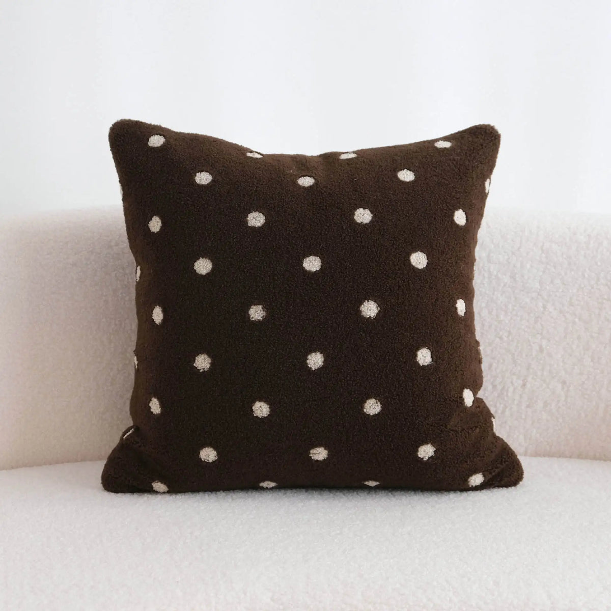 taies d'oreiller modernes beige brodées points blancs coton polyester 45x45cm