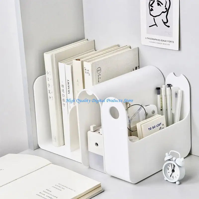 organisateur blanc minimaliste rangement livre stylo bloc notes plantes to do listiaux