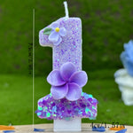 bougies numériques violettes paillettes fleurs anniversaire mariage événements festifs enfants.parents