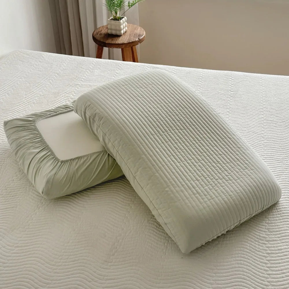 housse coussin coton polyester rayures vertes moderne fixée 30x50cm 40x60cm 42x70cm