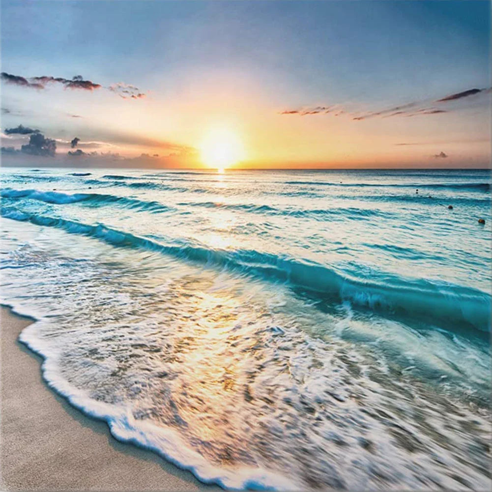 broderie paysage coucher soleil fil éco coton aiguille plan cadre inclusion kit artisanal traditionnel